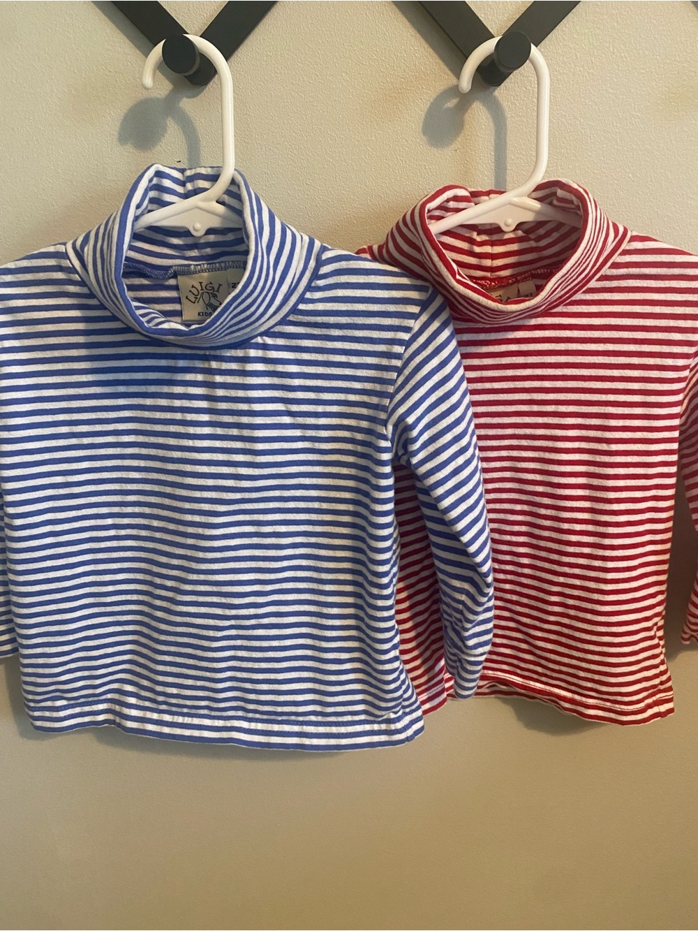Luigi Kids Striped Turtleneck Long Sleeve Bundle - Blue and Red 2T